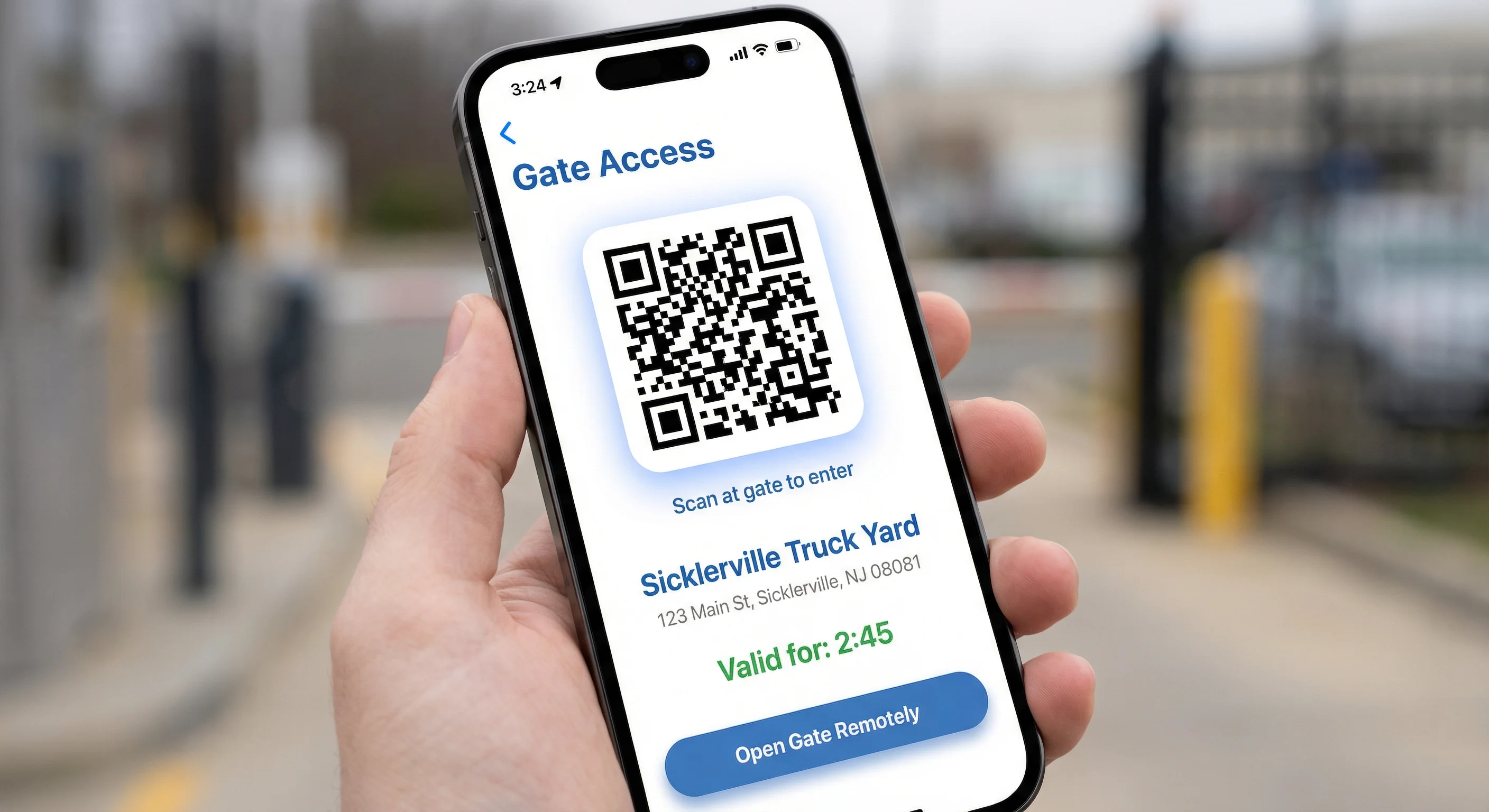 Mobile app with QR code gate access